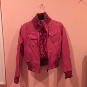 A pink leather jacket